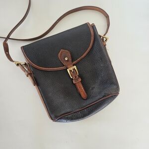 Vintage Black and Brown Dooney & Bourke Leather Crossbody Bag